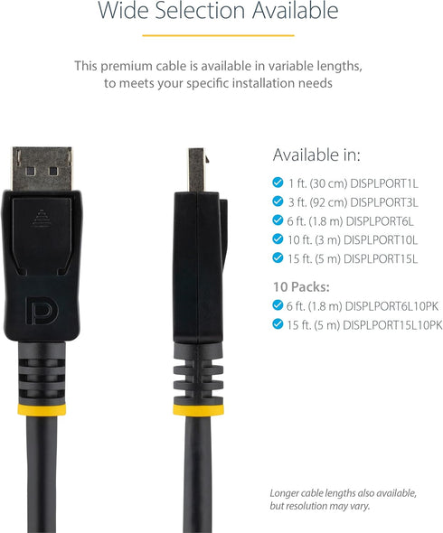 StarTech 3 ft DisplayPort Cable with Latches...