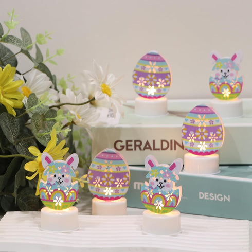 DRomance Easter Flameless Votive Candles with Timer Battery Operated LED Flickering Tea Lights Candles Long Lasting 300 Hours 3 Colorful Bunny and...