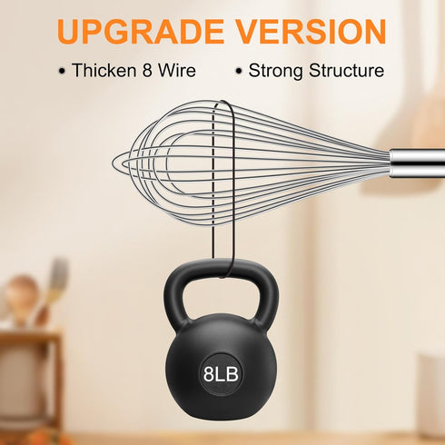 HOTEC 4 Pieces Stainless Steel Whisks Set Wire Whisk Balloon Whisk Egg Beater Kitchen Utensils for Stirring, Beating, Blending...