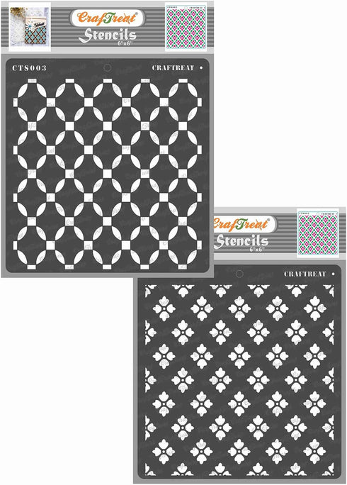 CrafTreat Lattice Layered Stencils for Painting on Wood, Canvas, Paper, Fabric, Floor, Wall and Tile - 2 Step Lattice Flower - 6x6 Inches - Reusab...