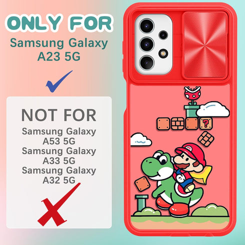 Joyleop (2in1 for Galaxy A23 5G Phone Case Cartoon Cute for Girls Women Teen Kids Girly Phone Covers Fun Unique PatternDesign with Slide Camera Co...