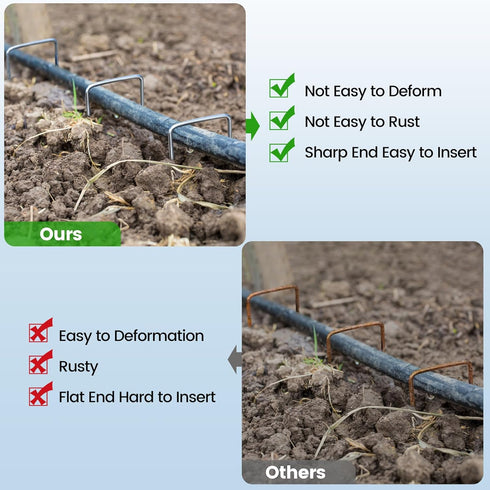 Garden Stakes - Landscape Staples 20 Pack 11 Gauge Tent Stakes, Garden Staples 6 Inch Anti-Rust Landscape Stakes for Weed Barrier, Irrigation Tubi...