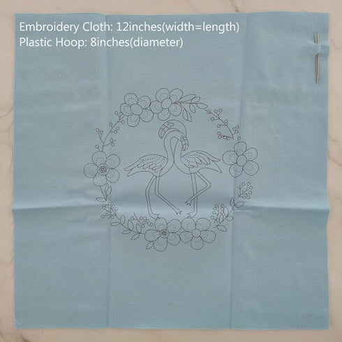 Esffaci Embroidery Starter Kit for Adult Beginner with Flamingos Love Flower Pattern Stamped Cross Stitch Set with Embroidery Cloth Hoop Needle Th...