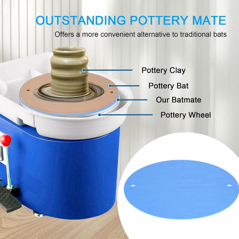 12 inch BatMate for Pottery and Ceramics, LEOLIO Upgraded Round Clay Throwing Cloth for Making Pottery Ceramics, Pottery Machine Accessories (Blue...