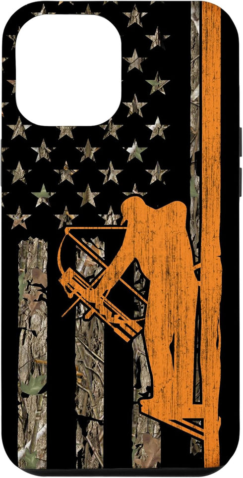 iPhone 12 Pro Max Bow Hunting Tree Stand Deer Hunter American Flag Camouflage Case...