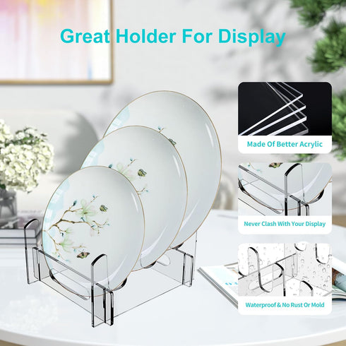 Acrylic Plate Display Stand,Clear Dish Display Easel, Clear Acrylic Display Easel, Clear Tablet Holder for Displaying (2PC, 3 Layer)...