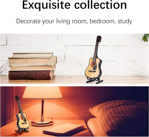 Wooden Miniature Guitar with Stand and Case, 5.9in Black Miniature Guitar Mini Guitar Model Guitar Figurine Mini Guitar Toy Birthday Gift Home Dec...