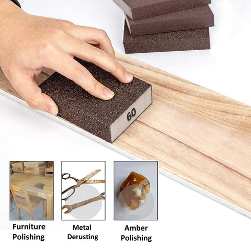 Tnisesm 6Pcs Sanding Blocks 60/80/120/180/220 Grits Sanding Sponge,for Drywall Wood Metal Washable & Reusable Sandpaper BlocksWashable and Reusabl...