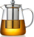Glass Teapot 18.6 oz, Borosilicate Glass Tea Pot with Detachable Stainless Steel Infuser, Clear Tea Kettle for Loose Leaf Tea, Blooming Tea, Tea B...