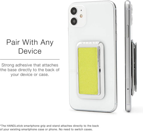 HANDL New York Yellow Glitter HANDLstick Silver Glitter Grip and Stand for Smartphone...