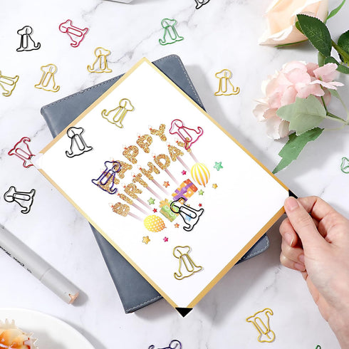 100 Pcs Colorful Animal Bookmarks Clips Cute Paper Clips Dog Shaped Paper Clips Fun Office Gifts Lovely 6 Colors Dog Shaped Marking Clips for Wome...