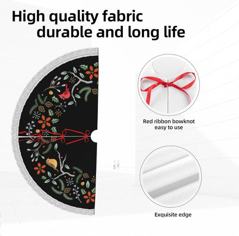 Forest Wreath Christmas Animal Fox Christmas Tree Skirt Gorgeous Edge Tassel Lace for 36" Xmas Ornaments Decoration...