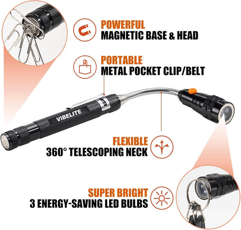 Magnetic Pickup Tool and 6 in 1 Multitool Pen with Touch Screen Stylus, Rulers, Bubble Level, Flathead, Phillips Screwdriver, Ballpoint Pen, Fathe...