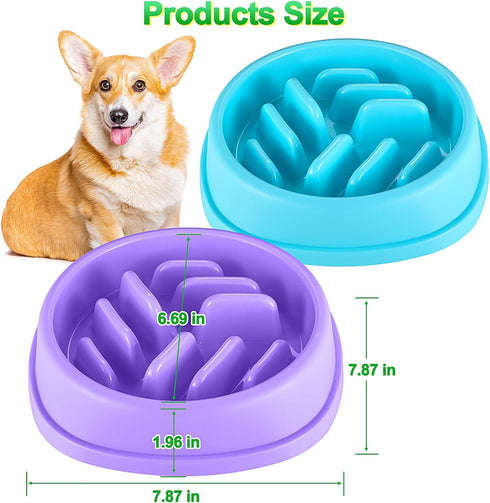 Slow Feeder Dog Bowls 2 Pack, Anti-Slip Slow Eating Dog Bowl, Maze Dog Food Bowl, Anti-Choking Puzzle Feeder Dog Bowl, Slow Feeder Bowl for Dogs &...