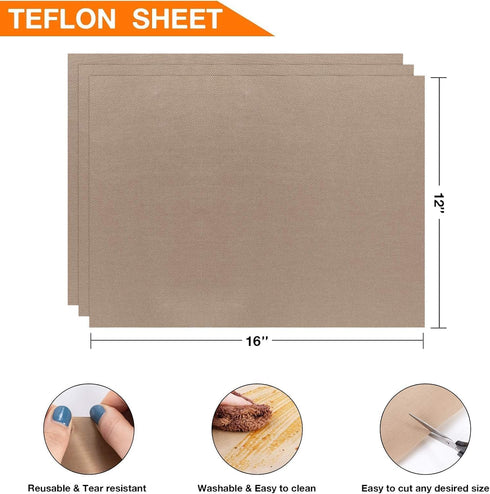 10 Pack PTFE Teflon Sheet for Heat Press - 16" x 12" Non Stick Teflon Sheets for Vinyl Heat Press Washable Reusable Heat Resistant Craft Mat...
