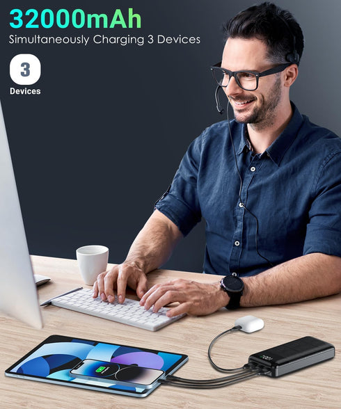 Power-Bank-Portable-Charger - 32000mAh Power Bank Output PD 30W and QC4.0 Fast Charger Portable Charger with Built-in LED Display Compatible with ...