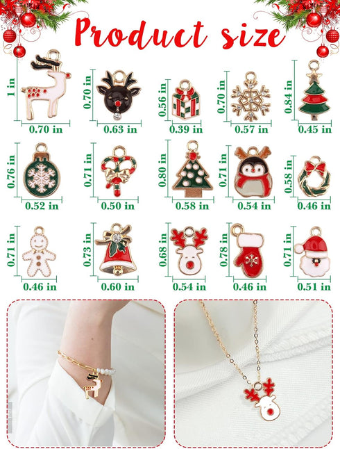 685PCS Christmas Beads Charms for Jewelry Making Kalolary Christmas Enamel Charm Acrylic Snowflake Loose Beads Christmas Tree Polymer Clay Beads X...
