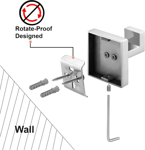 Nolimas Bath Towel Hook SUS 304 Stainless Steel Square Clothes Towel Coat Robe Hook Cabinet Closet Door Sponges Hanger for Bath Kitchen Garage Hea...