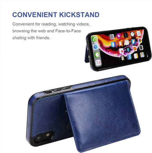 KIHUWEY Compatible with iPhone XR Wallet Case Credit Card Holder, Premium Leather Kickstand Durable Shockproof Protective Cover for iPhone XR 6.1 ...