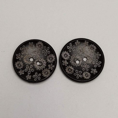 Libiline New 24pcs Carve Wood Button 2 Holes Craft Clothe Sewing Decor … (Brown Carving, 35mm(1 3/8"))...