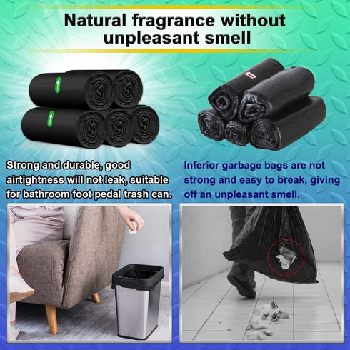 Small Bathroom Trash Bags AOSULI 3 Gallon/10 Liter Trash Can Bags,100 Counts Plastic Waste Basket Bags,Small Black Garbage Bags for Bathroom Can, ...