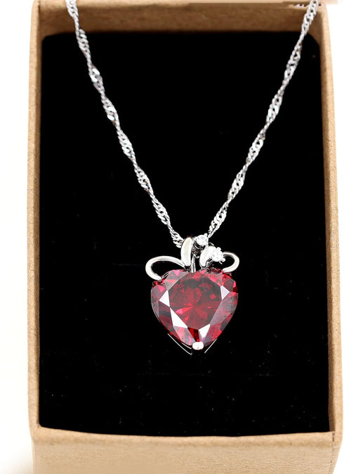 Uloveido Fashion Love Heart Crystal Pendant Valentines Birthday Necklace Silver Color N437...