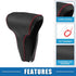 Gear Shift Head Knob Cover Transmission Lever Trim for Honda CRV 2017 2018 2019 Faux Leather Black Red Stitches...