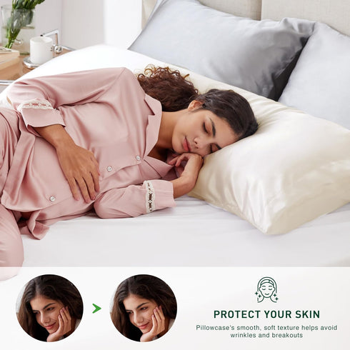Love's cabin Satin Body Pillow Pillowcase, Similar to Silk Body Pillow Cover with Envelope Closure, Silky Cooling Long Pillowcases for Hair and Sk...