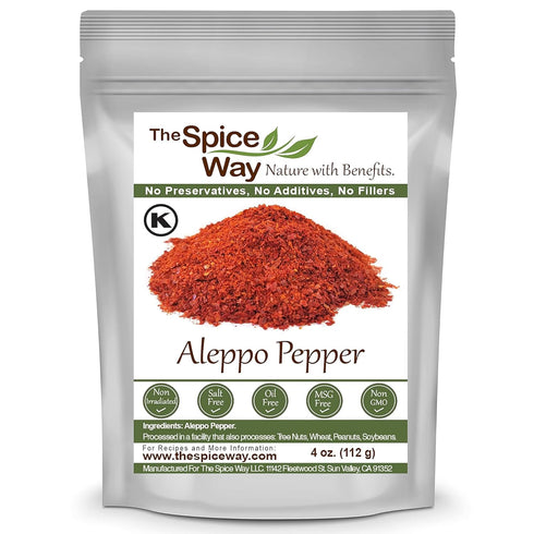 The Spice Way - Premium Aleppo Pepper Ground |4 oz.| Crushed Aleppo Pepper Flakes (Halaby Pepper/Pul Biber/Marash Chili Pepper Flakes) Popular in ...