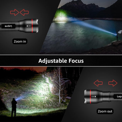 Lepro LED Flashlights LE2000 High Lumen, 5 Lighting Modes, Zoomable, Waterproof, Pocket Size Flashlight for Outdoor, Emergency, Camping Gear, Powe...