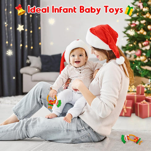 NPET Christmas Baby Teething Toy, Christmas Cute Santa & Deer Teething Ring 3-12 Months Baby Gifts Infant Teething Toy, Baby Theether Toy Christma...