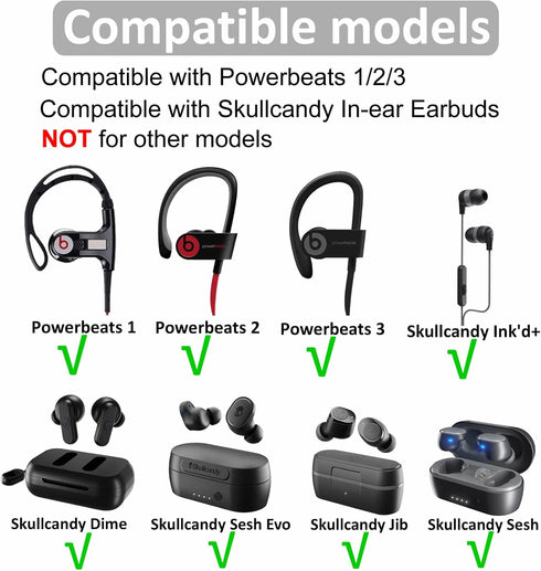 8 Pairs Silicone Ear Tips Compatible with Powerbeats 3 2 1, 4 Size Rubber Replacement Eartips Earbuds Gel Wing Skin Accessories Compatible with Sk...
