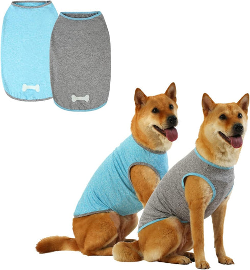 Dog and Cat Shirt in Tech Fabric with Luminous Print, Pet Clothes for Large, Medium, and Small Dogs, 2-Pack of Lightweight Functional t-Shirts...