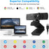 Webcam with Microphone, No Distortion Privacy Cover 1080P USB Camera Plug Play Mic Full Ultra HD Web Camera Video Cam Calling Conferencing Streami...