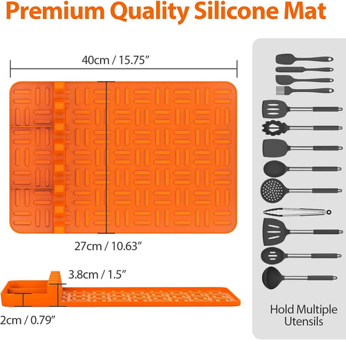 Silicone Griddle Tools Mat for Blackstone,Spatula Mat with Drip Pad Grill Mat,Side Shelf Mat for Blackstone Food Grade Grill BBQ Caddy Utensils Ho...