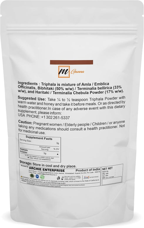 100% Natural Triphala Powder for Glowing Skin and Health Care 100 GMS / 0.22 LBS...