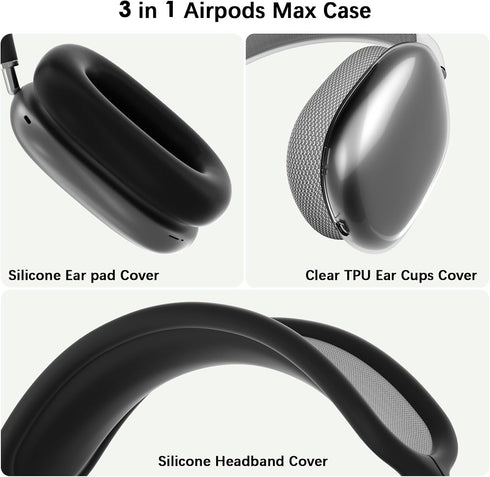 Airpods Max Cover, AIRSPO Silicone Case Cover for AirPods Max Headphones, Clear Soft TPU Airpod Max Ear Cover/Ear Pad Case Cover/Headband Cover fo...