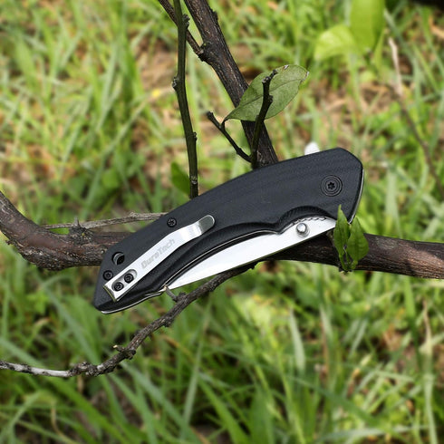 DURATECH Folding Pocket Knife, 3-1/4" Satin 8CR13MOV Blade, Black Smooth G10 Handle with Liner Lock Knife For EDC...