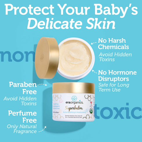 Era Organics Healing Ointment for Babies - USDA Certified Organic Natural Moisturizer Gentle on Sensitive Skin Prone To Baby Eczema, Cradle Cap (I...