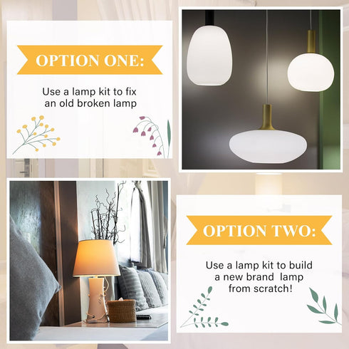 Honoson Lamp Kit for Repair Lamp Replacement for Table Lamps with 3 Way Socket Lamp Repair Kit Rewire Finish Kit Lamp Wiring Parts for Antique DIY...