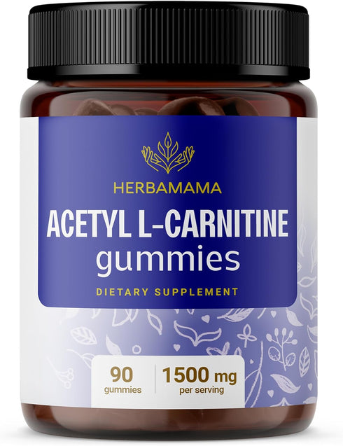 Acetyl L-Carnitine 1500mg Gummies - Daily Energy Gummies to Support Cognitive System & Immunity - 90 Blueberry Gummies per Bottle...