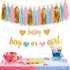 Baby Gender Reveal Decorations - Glitter Letters Baby and Boy or Girl with Hearts Banner, Tissue Paper Tassels Garland Set for Gender Reveal Party...