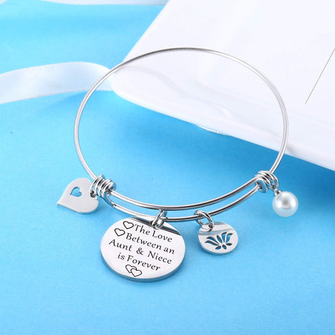 Aunt Bracelet from Niece Nephew - Bangle Bracelet Gifts for Auntie - Jewelry for Aunt and Niece...
