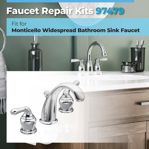 97479 Faucet Repair Kit Replacement for Moen Monticello Widespread Bathroom Sink Faucet Stem Extension Kit...