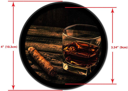 Silicone Non-Slip Drink Coasters with Removable Printed Absorbent Felt Pad - Set of 4 - Cigar & Whiskey...