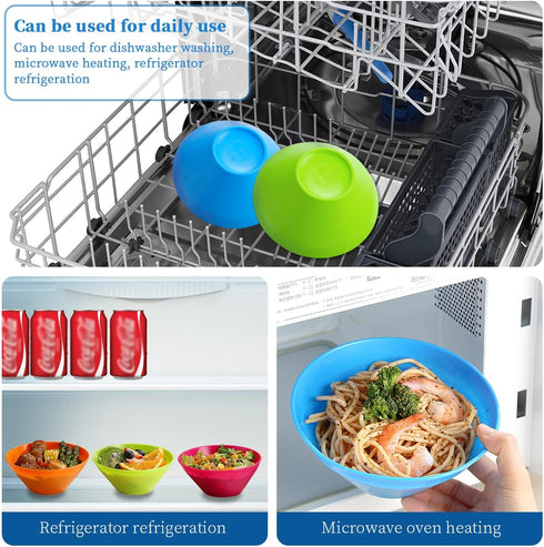 Plastic Bowls Set 12 Pieces, 3 Sizes 14/20/25oz Unbreakable Reusable Light Weight Bowl for Cereal, Noodle, Soup, Pasta, Ramen, Popcorn, Ice Cream,...