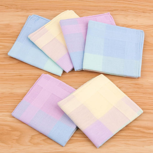 HOULIFE Handkerchiefs for Women, Soft Cotton Ladies Checkered Pattern Hankies with Stripe Candy Color 6/12PCS...