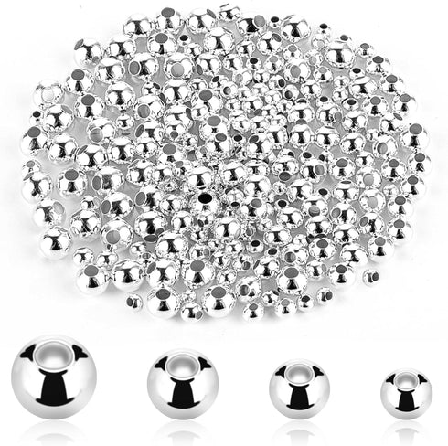 Spacer Beads for Jewelry Making, 200PCS Stainless Steel Beads Spacer Beads Silver Beads for Bracelets Silver Bead Spacers Metal Beads for DIY Neck...