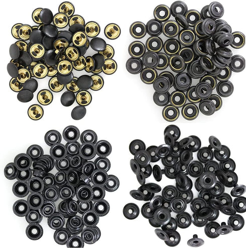 240 Pieces Metal Snap Fastener Kit, BetterJonny 15mm Brass Heavy Duty Snap Button Press Stud Cap for Marine Boat Canvas Bag Leather DIY Craft Blac...