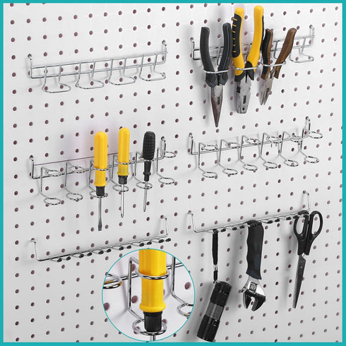 6 Pcs Pegboard Screwdriver Holders Organizer Pegboard Plier Holders Stainless Steel Peg Board Tool Utility Hooks Accessories Shelving Display Mult...